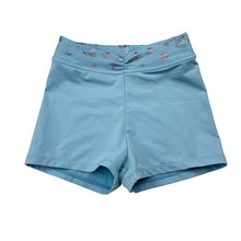 Load image into Gallery viewer, Girls Capezio, blue dance shorts, butterflies, GUC, size 6,