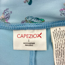 Load image into Gallery viewer, Girls Capezio, blue dance shorts, butterflies, GUC, size 6,
