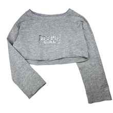 Load image into Gallery viewer, Girls Flo, stretchy cropped long sleeve top, light mark lower front, FUC, size 6,