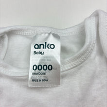 Load image into Gallery viewer, Unisex Anko, white cotton bodysuit / romper, EUC, size 0000,