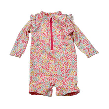 Load image into Gallery viewer, Girls Dymples, floral swim one-piece / rashie suit, EUC, size 000,