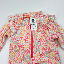 Load image into Gallery viewer, Girls Dymples, floral swim one-piece / rashie suit, EUC, size 000,