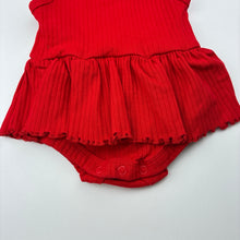 Load image into Gallery viewer, Girls Dymples, red ribbed romper, EUC, size 000,