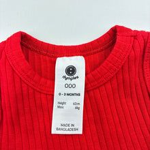Load image into Gallery viewer, Girls Dymples, red ribbed romper, EUC, size 000,