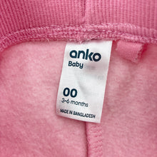 Load image into Gallery viewer, Girls Anko, pink fleece lined track pants, elasticated, EUC, size 00,