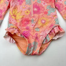 Load image into Gallery viewer, Girls Dymples, floral long sleeve swim one-piece, EUC, size 00,