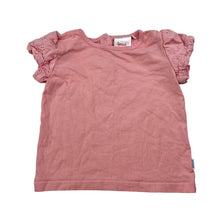 Load image into Gallery viewer, Girls Sprout, pink cotton top, broderie sleeves, GUC, size 1,