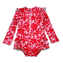 Load image into Gallery viewer, Girls CEACEA, floral long sleeve swim one-piece, EUC, size 1,
