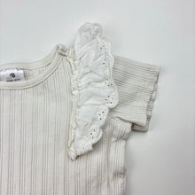 Load image into Gallery viewer, Girls Target, organic cotton blend top, broderie trim, GUC, size 0,