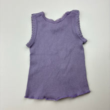 Load image into Gallery viewer, Girls 4 Baby, purple ribbed cotton singlet top, FUC, size 00000,
