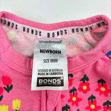 Load image into Gallery viewer, Girls Bonds, floral zip Wondersuit / zippy / romper, EUC, size 0000,