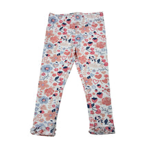 Load image into Gallery viewer, Girls Happily Grey, floral stretchy leggings, GUC, size 2,