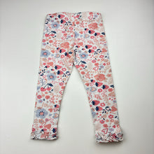 Load image into Gallery viewer, Girls Happily Grey, floral stretchy leggings, GUC, size 2,