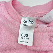 Load image into Gallery viewer, Girls Anko, soft fleece zip coverall / romper, rabbits, EUC, size 000,