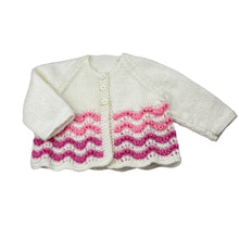 Load image into Gallery viewer, Girls handmade, knitted cardigan, armpit to armpit: 26cm, EUC, size 00-0,