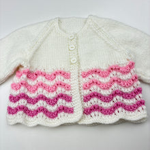 Load image into Gallery viewer, Girls handmade, knitted cardigan, armpit to armpit: 26cm, EUC, size 00-0,