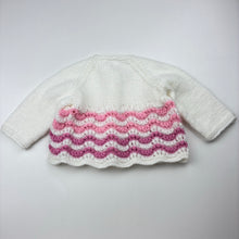 Load image into Gallery viewer, Girls handmade, knitted cardigan, armpit to armpit: 26cm, EUC, size 00-0,