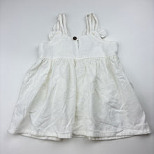 Load image into Gallery viewer, Girls white, cotton summer dress, elephants armpit to armpit: 27cm, EUC, size 1-2, L: 41cm