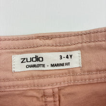 Load image into Gallery viewer, Girls Zudio, pink stretch denim pants, adjustable, EUC, size 3-4,