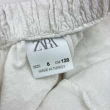 Load image into Gallery viewer, Girls Zara, white &amp; metallic gold shorts, elasticated, FUC, size 8,