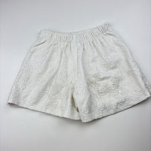 Load image into Gallery viewer, Girls Zara, white &amp; metallic gold shorts, elasticated, FUC, size 8,