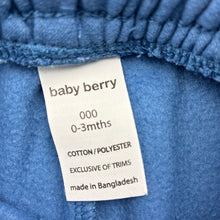 Load image into Gallery viewer, Unisex Baby Berry, fleece lined track pants, elasticated, GUC, size 000,