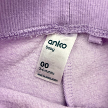 Load image into Gallery viewer, Girls Anko, purple fleece lined track pants, elasticated, FUC, size 00,