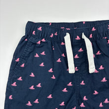 Load image into Gallery viewer, Boys Kids &amp; Co, navy lightweight cotton shorts, elasticated, sharks, GUC, size 4,