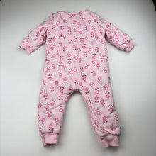 Load image into Gallery viewer, Girls Dymples, padded floral cotton zip romper, GUC, size 0,
