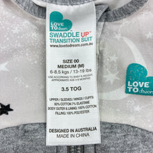 Load image into Gallery viewer, Unisex Love to Dream, 3.5 Tog swaddle up transition suit, pilling, FUC, size 00,