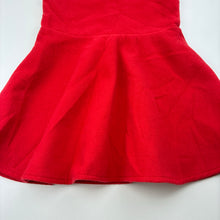 Load image into Gallery viewer, Girls red, lined soft feel dress, no labels, armpit to armpit: 31cm, GUC, size 5-6, L: 56cm