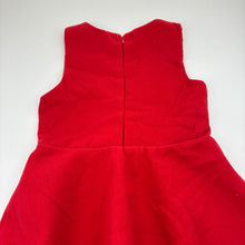Load image into Gallery viewer, Girls red, lined soft feel dress, no labels, armpit to armpit: 31cm, GUC, size 5-6, L: 56cm