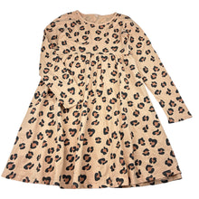 Load image into Gallery viewer, Girls animal print, cotton long sleeve dress, no labels, armpit to armpit: 32cm, shoulder to cuff: 46cm, GUC, size 8-9, L: 65cm