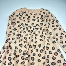 Load image into Gallery viewer, Girls animal print, cotton long sleeve dress, no labels, armpit to armpit: 32cm, shoulder to cuff: 46cm, GUC, size 8-9, L: 65cm