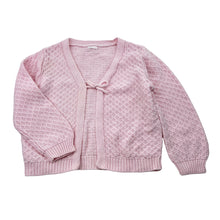 Load image into Gallery viewer, Girls pink, knitted cotton cardigan, no size, armpit to armpit: 31cm, shoulder to cuff: 31cm, FUC, size 1-2,