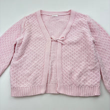 Load image into Gallery viewer, Girls pink, knitted cotton cardigan, no size, armpit to armpit: 31cm, shoulder to cuff: 31cm, FUC, size 1-2,