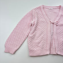 Load image into Gallery viewer, Girls pink, knitted cotton cardigan, no size, armpit to armpit: 31cm, shoulder to cuff: 31cm, FUC, size 1-2,
