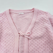 Load image into Gallery viewer, Girls pink, knitted cotton cardigan, no size, armpit to armpit: 31cm, shoulder to cuff: 31cm, FUC, size 1-2,