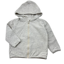 Load image into Gallery viewer, Boys grey, lightweight zip hoodie sweater, no labels, armpit to armpit: 30.5cm, shoulder to cuff: 29cm, GUC, size 3-4,