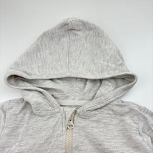 Load image into Gallery viewer, Boys grey, lightweight zip hoodie sweater, no labels, armpit to armpit: 30.5cm, shoulder to cuff: 29cm, GUC, size 3-4,