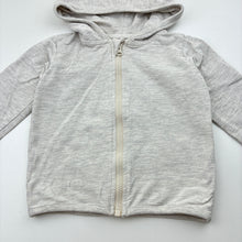 Load image into Gallery viewer, Boys grey, lightweight zip hoodie sweater, no labels, armpit to armpit: 30.5cm, shoulder to cuff: 29cm, GUC, size 3-4,