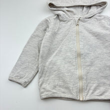 Load image into Gallery viewer, Boys grey, lightweight zip hoodie sweater, no labels, armpit to armpit: 30.5cm, shoulder to cuff: 29cm, GUC, size 3-4,