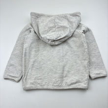 Load image into Gallery viewer, Boys grey, lightweight zip hoodie sweater, no labels, armpit to armpit: 30.5cm, shoulder to cuff: 29cm, GUC, size 3-4,