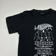 Load image into Gallery viewer, Boys black, cotton t-shirt, NZ HAKA, armpit to armpit: 31.5cm, GUC, size 4-5,