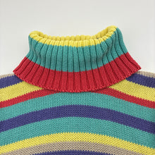 Load image into Gallery viewer, Girls AGILITA, colourful striped knitted sweater, no size, armpit to armpit: 35cm, shoulder to cuff: 37cm, GUC, size 5-6,