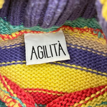 Load image into Gallery viewer, Girls AGILITA, colourful striped knitted sweater, no size, armpit to armpit: 35cm, shoulder to cuff: 37cm, GUC, size 5-6,