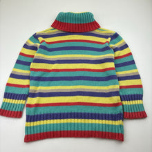 Load image into Gallery viewer, Girls AGILITA, colourful striped knitted sweater, no size, armpit to armpit: 35cm, shoulder to cuff: 37cm, GUC, size 5-6,