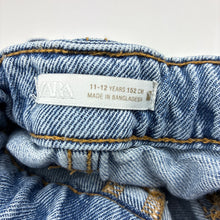 Load image into Gallery viewer, Unisex Zara, wide leg blue denim jeans, adjustable, GUC, size 11-12,
