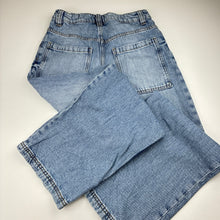 Load image into Gallery viewer, Unisex Zara, wide leg blue denim jeans, adjustable, GUC, size 11-12,