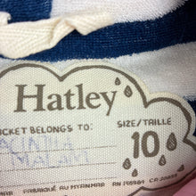Load image into Gallery viewer, Girls Hatley, terry lined waterproof jacket / coat, small marks, loose stitching back hem, FUC, size 10,
